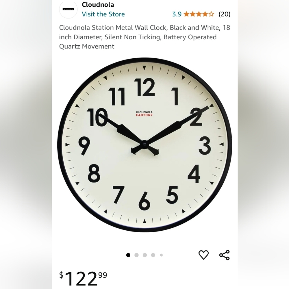 Factory Wall Black - Wall Clock - Silent - Steel Case